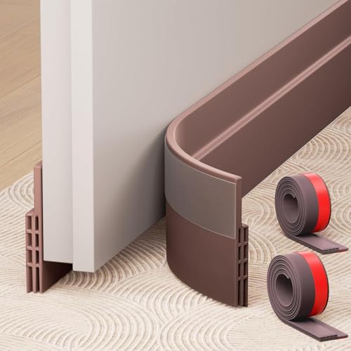 DODGE 'N WOLVES Silicon Door Draft Stopper (Pack of 2-39" L x 2" W Brown) Door Guard Gap Filler for Door Bottom Seal Strip - Soundproof, Noise Reduction, Dust & Insect Rat Protector Door Strip for Home Office - Image 1