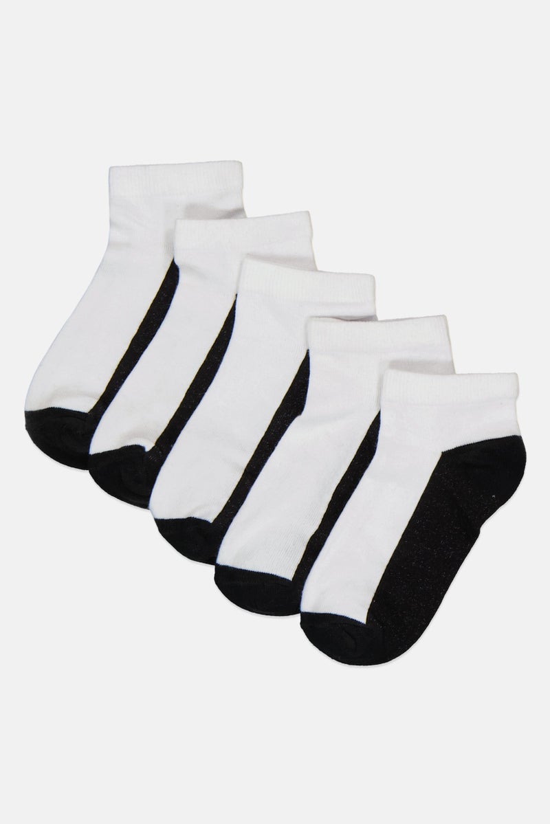bebe Kids Girl 5 Pairs Ribbed Ankle Socks, Multicolor  - Image 1