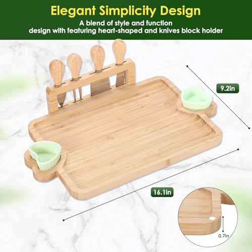 Hongsane Charcuterie BoardsBamboo Cheese Board with Magnetic Knives HolderHouse Warming Gifts New HomeWedding Gift for CoupleBirthday Gift for Women MomMeat Fruit Serving Tray Platter1 Piece - Image 3