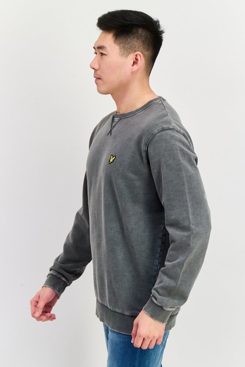 Lyle & Scott Men Crew Neck Washed Long Sleeve Sweatshirt, Grey - Image 3