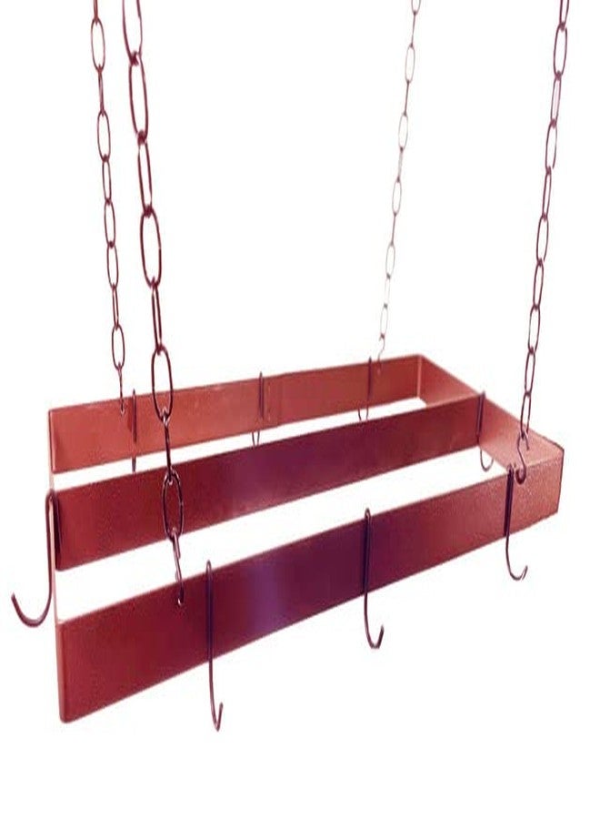 Rogar Hammered Copper Rectangular Pot Rack with Centerbar - Image 4