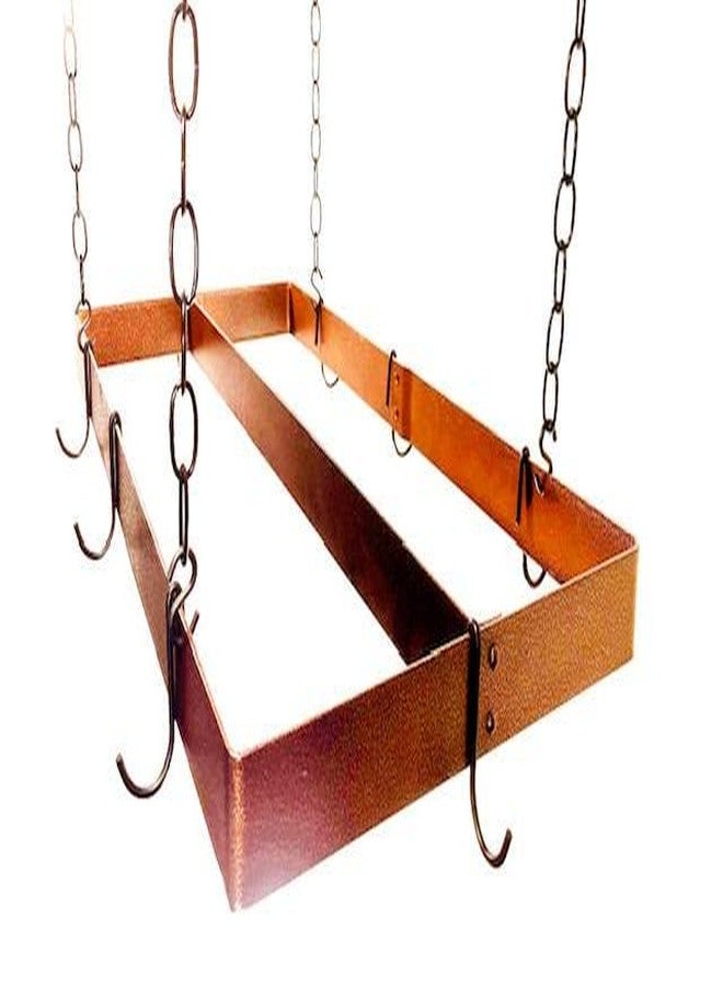 Rogar Hammered Copper Rectangular Pot Rack with Centerbar - Image 1