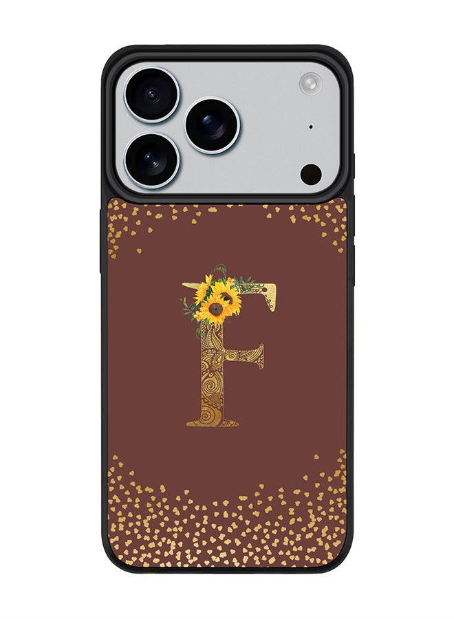 Stylizedd iPhone 17 Pro Case, [Compatible with MagSafe] Slim Magnetic cover Phone Case iPhone 17 Pro -Custom Floral Monogram - F  (Brown ) - Image 1