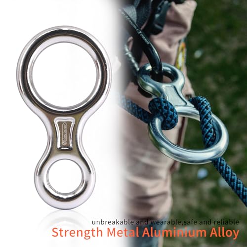 NewDoar Climbing Gear Downhill Equipment, Descender Rappel Rock Climbing Descending Belaying Equipment Rescue Figure 8 Descender Rigging Plate 35KN for Climbing Belaying and Rappeling Device(White) - Image 4