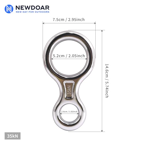 NewDoar Climbing Gear Downhill Equipment, Descender Rappel Rock Climbing Descending Belaying Equipment Rescue Figure 8 Descender Rigging Plate 35KN for Climbing Belaying and Rappeling Device(White) - Image 2