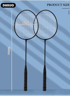 DUNISO Badminton Rackets Set of 2, Ferroalloy Badminton Rackets Set Including Badminton Bag, 3 Badminton Shuttlecock, 2 Racquet Grip for Beginners Outdoor Backyard Games, Daily Play and Training  - Image 4