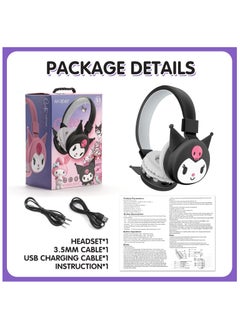 Sanrio Kuromi Kids Over Ear Headphones, Kids Bluetooth Headphones, Cat Ear Bluetooth Headphones with Microphone, TF Card, Kids Sanrio Headphones for Teens, Boys, Girls (Black) - pzsku/Z8818414DFD666B0DBBC7Z/45/_/1739242747/84757fc2-f8e9-4970-b67e-b2d6151c04dc