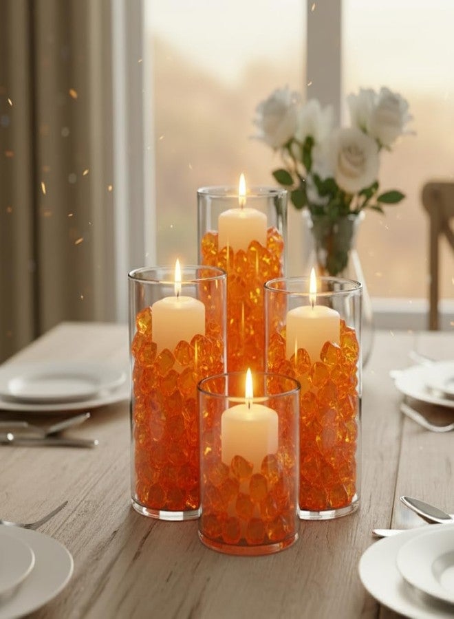 PMLAND 180 Pieces Orange Acrylic Ice Rocks - Crushed Fake Ice Gems Decorative Crystal Stones for Vase Filler Wedding Table Scatter Party Centerpiece DIY Crafts Aquarium and Home Décor - Image 5