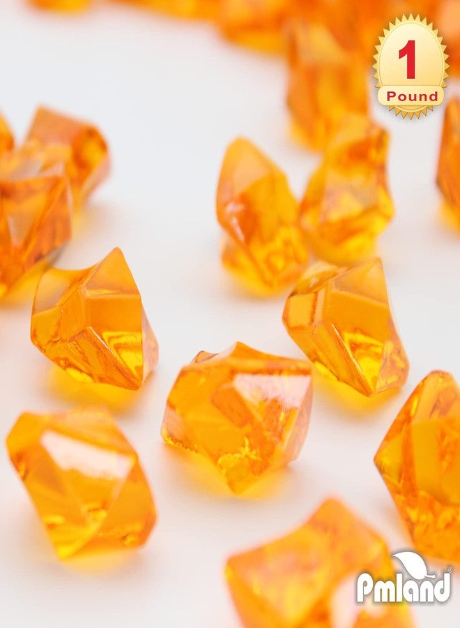 PMLAND 180 Pieces Orange Acrylic Ice Rocks - Crushed Fake Ice Gems Decorative Crystal Stones for Vase Filler Wedding Table Scatter Party Centerpiece DIY Crafts Aquarium and Home Décor - Image 3