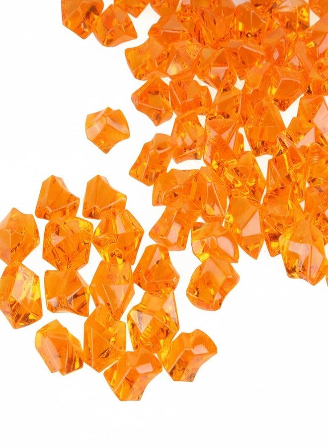 PMLAND 180 Pieces Orange Acrylic Ice Rocks - Crushed Fake Ice Gems Decorative Crystal Stones for Vase Filler Wedding Table Scatter Party Centerpiece DIY Crafts Aquarium and Home Décor - Image 1
