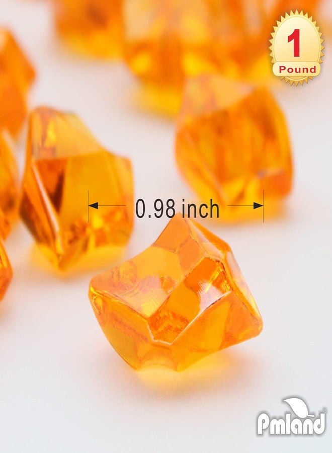 PMLAND 180 Pieces Orange Acrylic Ice Rocks - Crushed Fake Ice Gems Decorative Crystal Stones for Vase Filler Wedding Table Scatter Party Centerpiece DIY Crafts Aquarium and Home Décor - Image 2