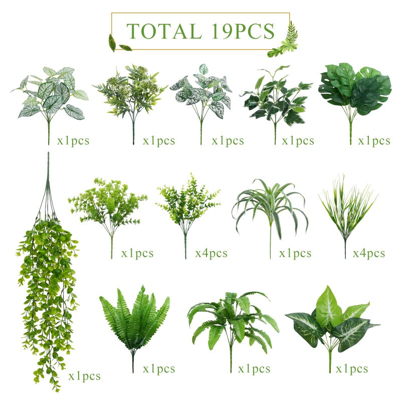 GTIDEA 19Pcs Outdoor Artificial Plants UV Resistant Fake Shrubs Bushes Plastic Greenery, Faux Plants for Outside Indoor Hanging Plants Garden Porch Window Box Home Wedding Farmhouse DÃ©cor - Image 2