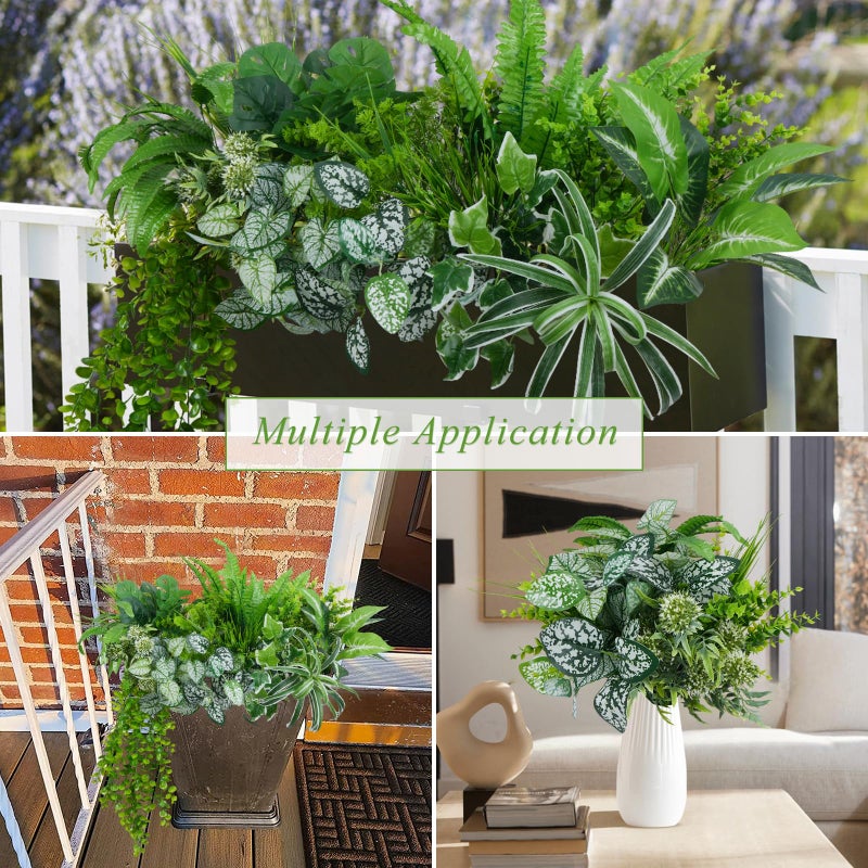 GTIDEA 19Pcs Outdoor Artificial Plants UV Resistant Fake Shrubs Bushes Plastic Greenery, Faux Plants for Outside Indoor Hanging Plants Garden Porch Window Box Home Wedding Farmhouse DÃ©cor - Image 4