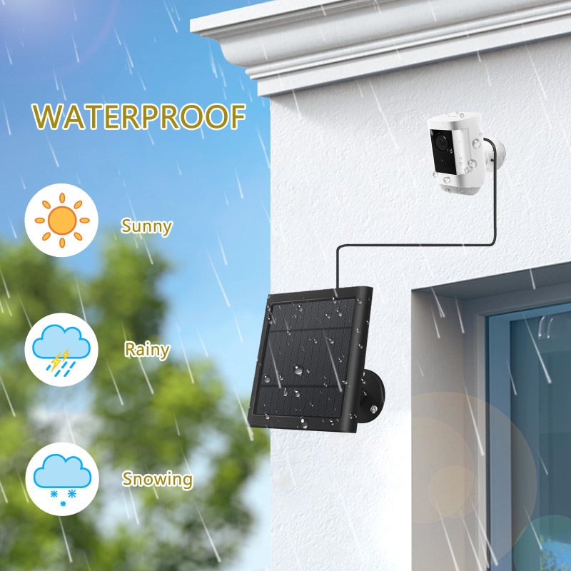 Fehuatenda 1 Pack - Solar Panel for Ring Security Camera Spotlight Cam Plus/Pro(Battery) Stick Up Cam/Pro Wireless Outdoor with 10FT/3M Long Cable Dustproof Waterproof BK - Image 4