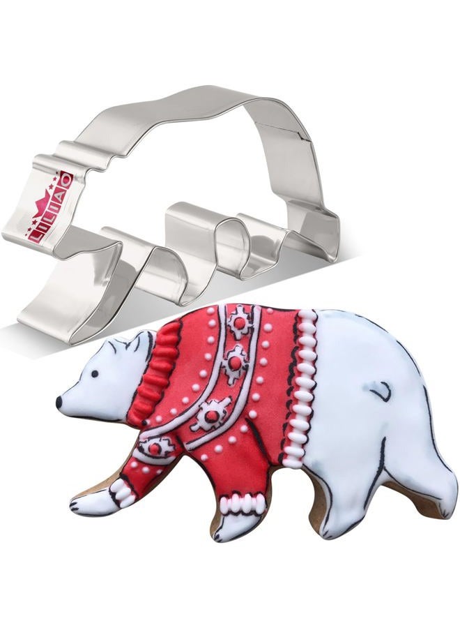 LILIAO Walking Grizzly Bear/Polar Bear Cookie Cutter - 4.6 x 2.6 inches - Woodland Animal Biscuit and Fondant Cutters - Stainless Steel - Image 1