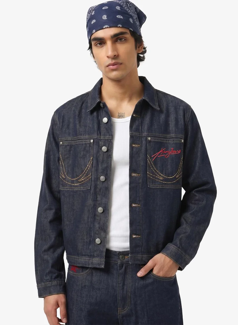 كارل كاني جاكيت جينز كاني قصير مغسول