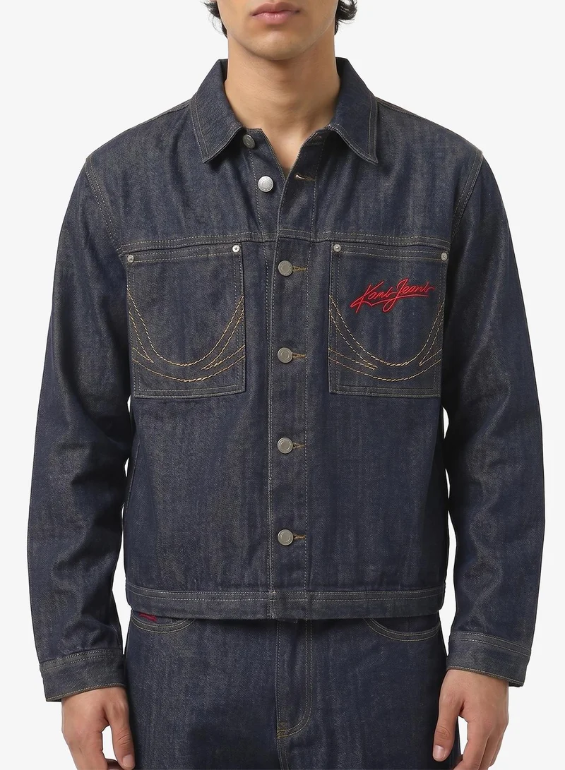 Karl Kani  Kani Jeans Cropped Rinsed Denim Jacket for Men | Best Price UAE
