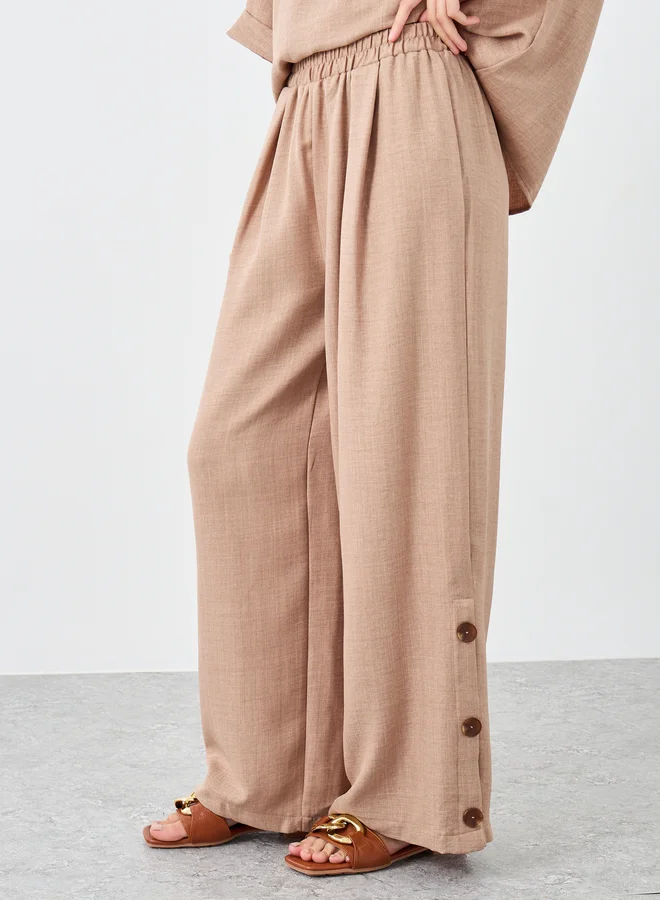 Styli Styli Oversized Short Sleeve Top and Wide Leg Pants Modest Set