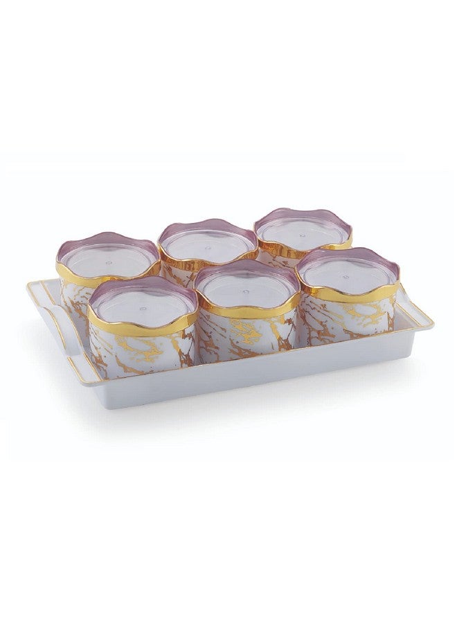 Moltres - Sun Ceramic_6 Multipurpose Serving Set (6 Air Tight Bowls with Tray Set) Dry Fruit, Chocolate, Mouth Freshener Container with Serving Tray Set (Plastic, White) - Image 2