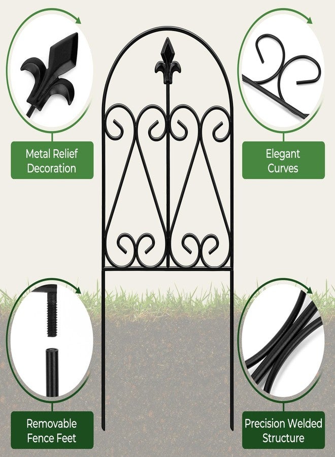 HIHADUUM 24.5in (H) x 10.8ft(L) Decorative Garden Fence, 5 Pack Heavy Duty No Dig Fence for Dogs, Metal Arched Garden Fencing Barrier Outdoor Fencing for Flower Beds, Patio & Yard Decor - Image 3