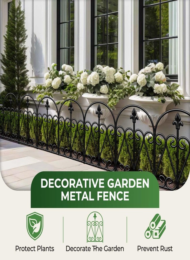 HIHADUUM 24.5in (H) x 10.8ft(L) Decorative Garden Fence, 5 Pack Heavy Duty No Dig Fence for Dogs, Metal Arched Garden Fencing Barrier Outdoor Fencing for Flower Beds, Patio & Yard Decor - Image 5