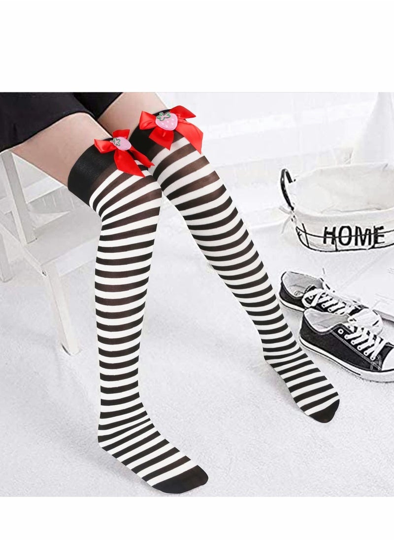 Generic - Womens Thigh High Socks Argyle Girls Novelty Striped Over the Knee Funny Crazy Long Stockings Cosplay Leg Warmers - Image 1