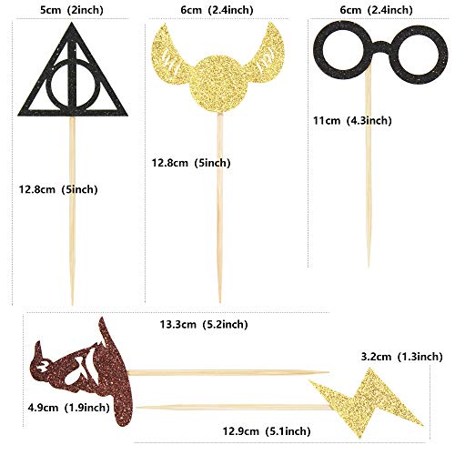 Festiko® 30 Pcs Glitter Magical School Cupcake Toppers, Wizard Theme Inspired Cupcake Picks, Wizard Themed Birthday Party Cake Decoration Supplies - Image 3