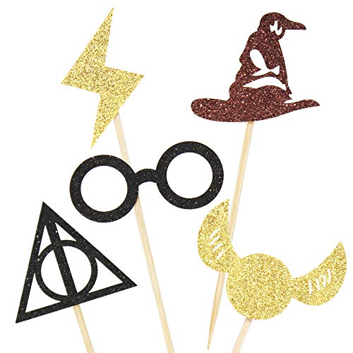 Festiko® 30 Pcs Glitter Magical School Cupcake Toppers, Wizard Theme Inspired Cupcake Picks, Wizard Themed Birthday Party Cake Decoration Supplies - Image 4