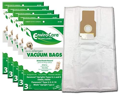 EnviroCare Replacement Anti-Allergen Vacuum Bags for Kenmore 50688 and 50690 Type U, L, and O, Panasonic Type U-2, U-10 Uprights 15 Pack - Image 2