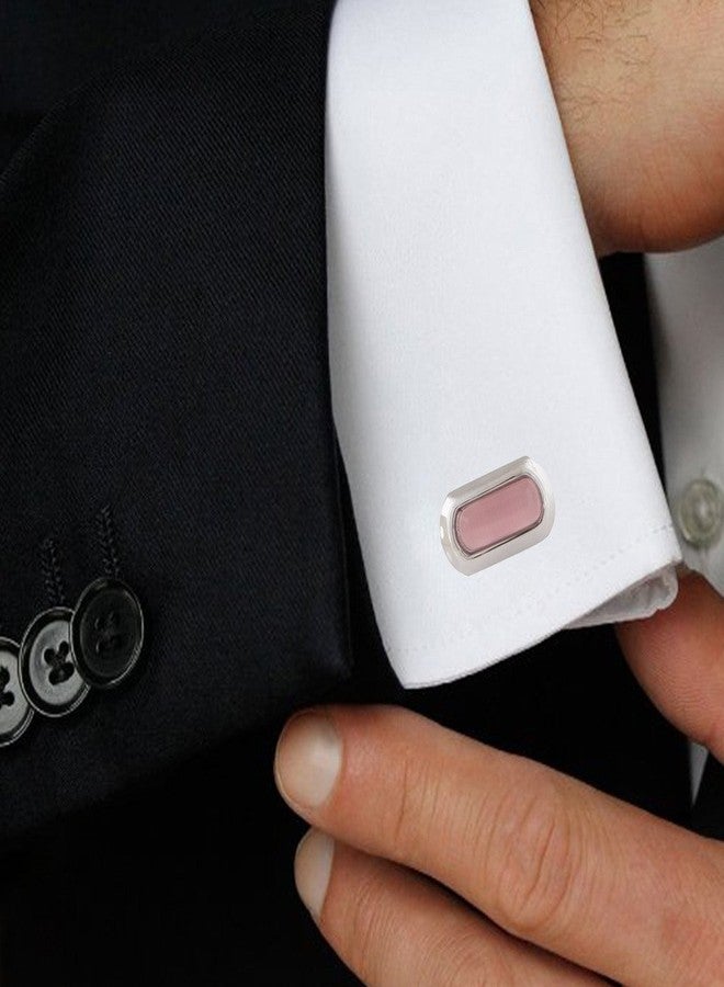 TRIPIN Cufflinks For Men Silver With Pink Stone For Office Corporate Party French Cuff Shirts Shirt Suit Blazer In A Gift Box Tsbpzsil688 - Image 3