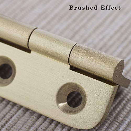 Keenkee 4 PCS Brushed Solid Brass Butt Hinges 2 Inch for Cabinet Doors, Trunks, Wood, Chest Lid, Crafts, Jewelry Box and Small Wooden Boxes, Furnitures, Round Corner Mortise Brass Hinge with Screws - Image 4