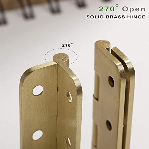 Keenkee 4 PCS Brushed Solid Brass Butt Hinges 2 Inch for Cabinet Doors, Trunks, Wood, Chest Lid, Crafts, Jewelry Box and Small Wooden Boxes, Furnitures, Round Corner Mortise Brass Hinge with Screws - Image 2