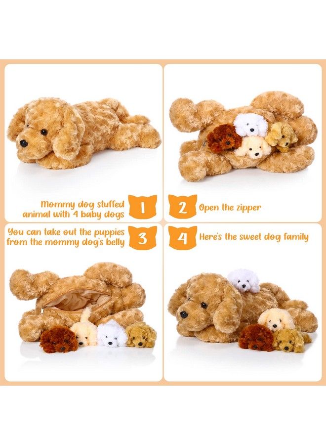 Skylety 5 Pieces Dog Stuffed Animal Puppy Stuffed Animal 1 Big Mommy Dog With 4 Mini Baby Cute Soft Plush Dog Stuffed Dog With Puppies For Birthday Children'S Party (Golden Retriever) - Image 4