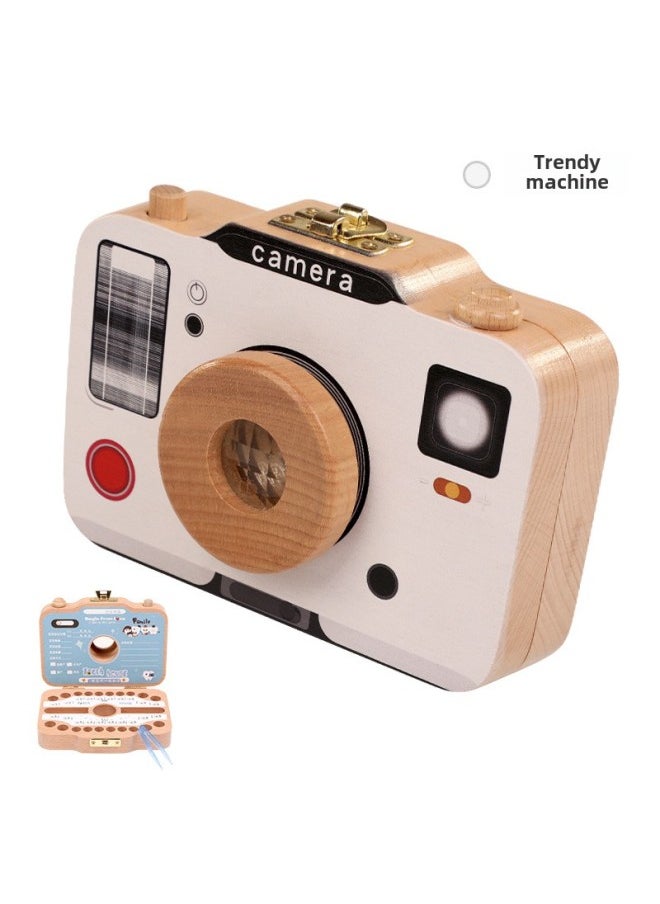 Generic Wooden Children's Teeth Storage Box Baby Nail Clippers Weekly Commemorative Belly Button Collection Box For 1-3-5 Years Old-Specifications:Trendy (baby Tooth Box)  - Image 1
