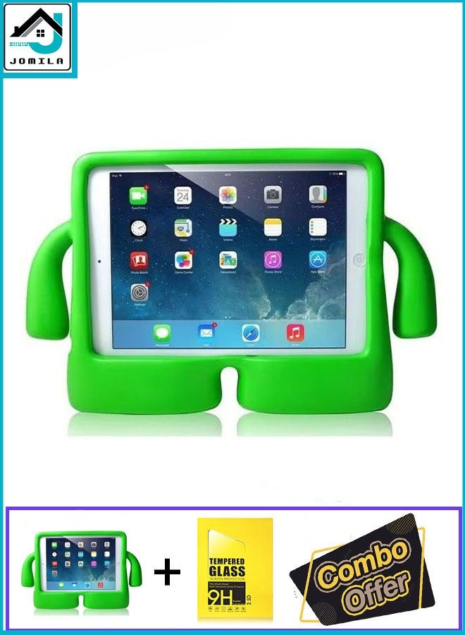 جراب 2 في 1 مقاوم للصدمات من مادة EVA للأطفال مع مقبض وحامل لجهاز iPad Mini 7، غطاء متين لامع مع زجاج