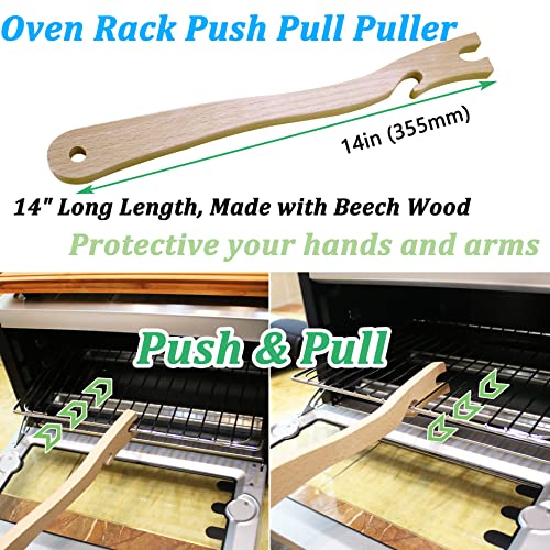 Ansoon Wooden Oven Rack Push Pull Stick for Oven, Toaster Oven, Air Fryer, Baking Kitchen Appliances (14 inch) - Image 2