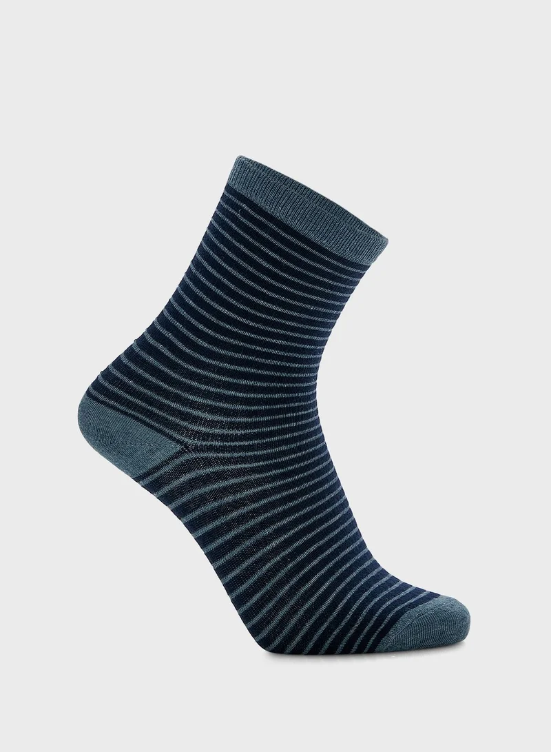 mothercare Blue Striped Socks - 5 Pack