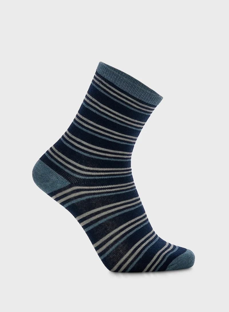 mothercare Blue Striped Socks - 5 Pack