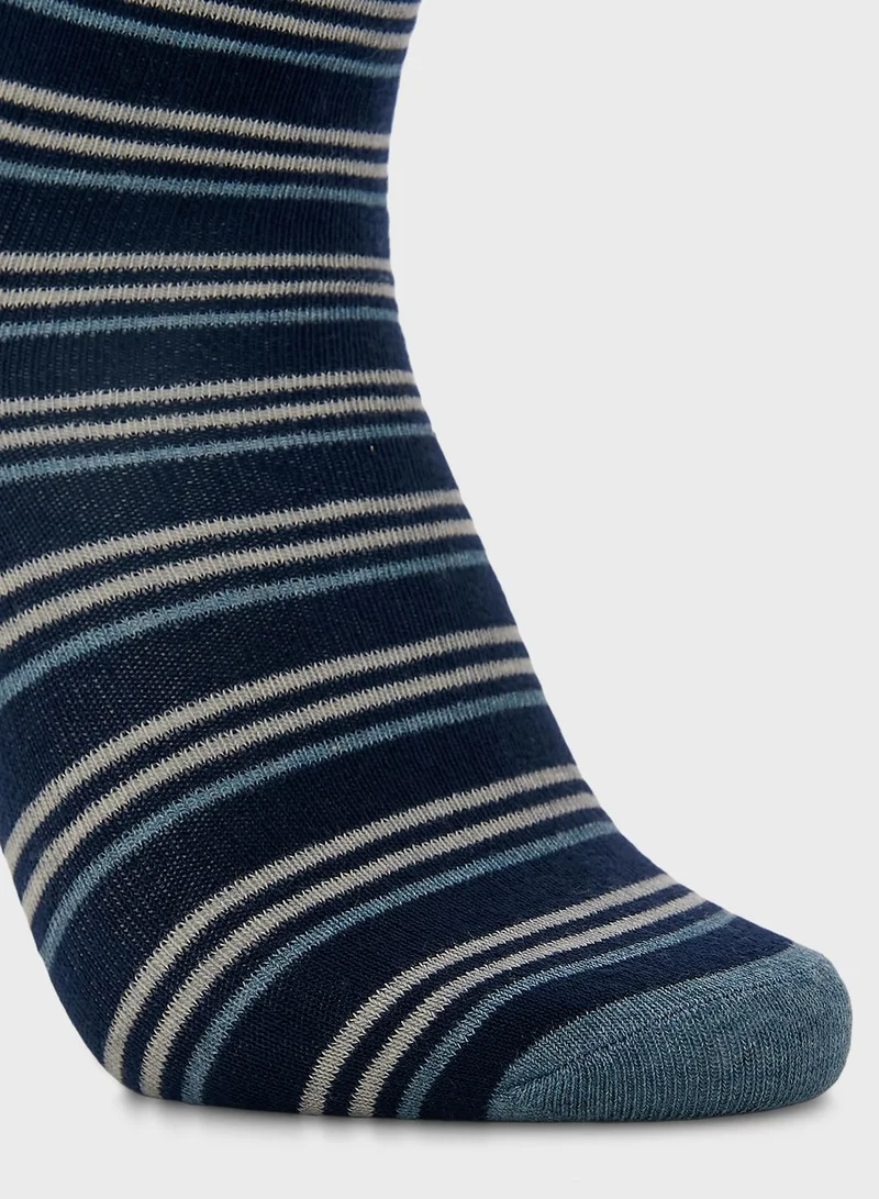 mothercare Blue Striped Socks - 5 Pack