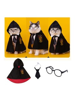 KASTWAVE Pet Costume Harry Potter Witchcraft Style, Dog Cat Cute Halloween Costumes Cape Cosplay Costume Set, Wizard Pet Clothes Apparel with Glasses (Medium Size)  - Image 2