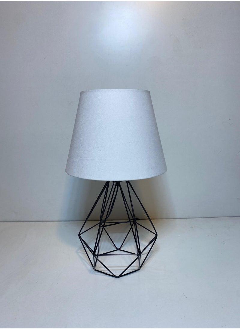 Distinctive And Elegant Table Lamp Shade With A Unique Fabric Shade And White Metal