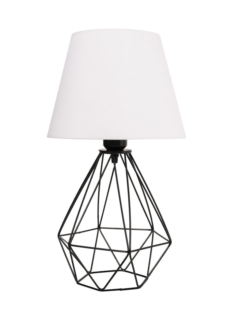 Distinctive And Elegant Table Lamp Shade With A Unique Fabric Shade And White Metal
