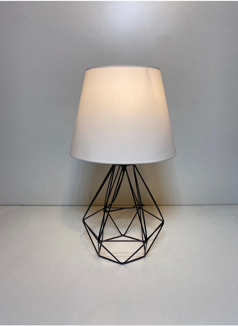 Distinctive And Elegant Table Lamp Shade With A Unique Fabric Shade And White Metal