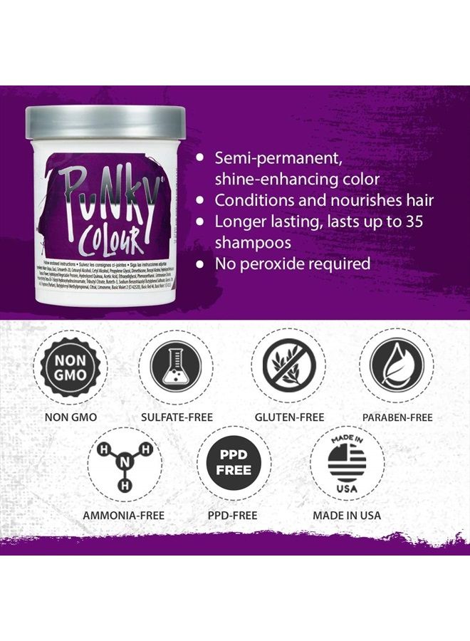 Punky Purple Semi Permanent Conditioning Hair Color, Non-Damaging Hair Dye, Vegan, PPD and Paraben Free, Transforms to Vibrant Hair Color, Easy To Use and Apply Hair Tint, lasts up to 35 washes, 3.5oz - Image 3