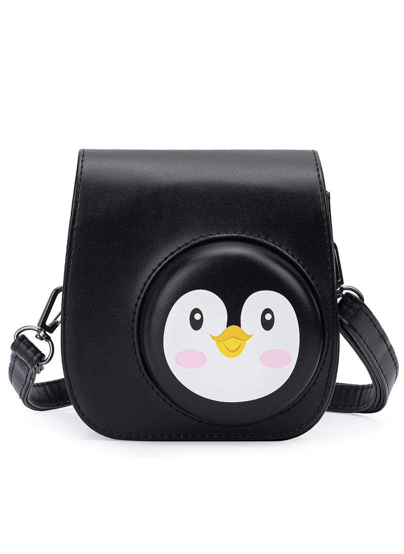 Generic - PU Leather For Instax Camera Compact Case for Fujifilm Instax Mini 11/9/8/8+ Instant Film Camera Black Penguin - Image 1