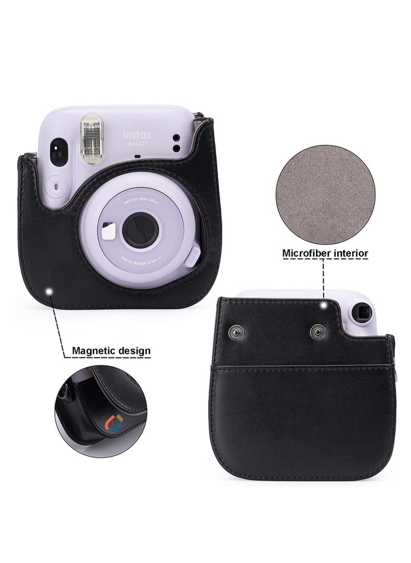 Generic - PU Leather For Instax Camera Compact Case for Fujifilm Instax Mini 11/9/8/8+ Instant Film Camera Black Penguin - Image 1