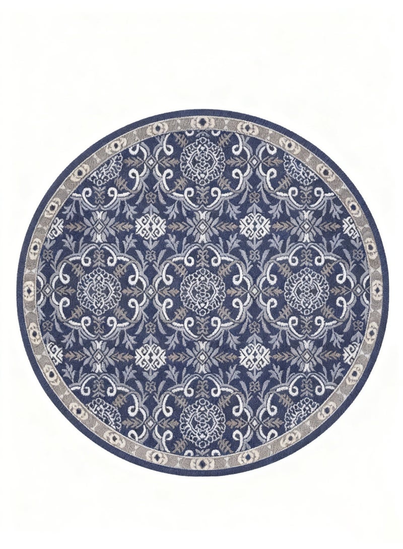 Sharpdo Vintage Ethnic Bohemian Round Rug Faux Cashmere Round Carpet Anti-slip Coffee Table Cushion Mat 120*120CM - Image 2