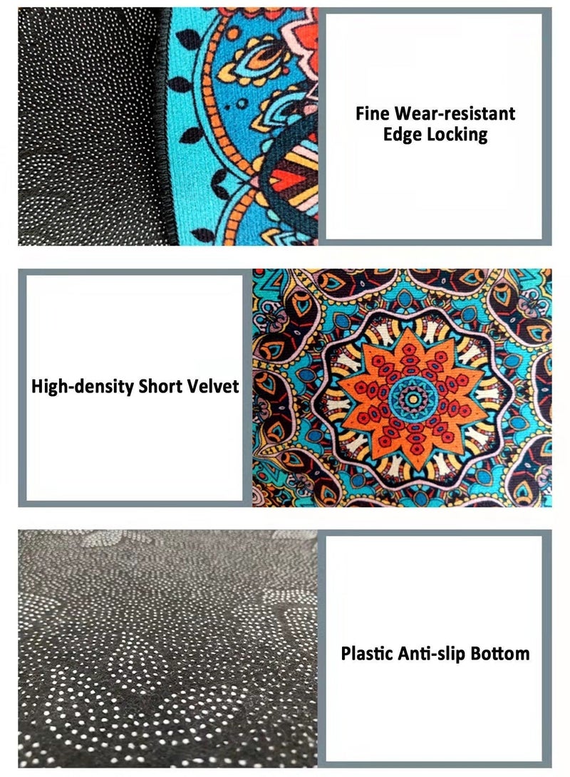 Sharpdo Vintage Ethnic Bohemian Round Rug Faux Cashmere Round Carpet Anti-slip Coffee Table Cushion Mat 120*120CM - Image 4