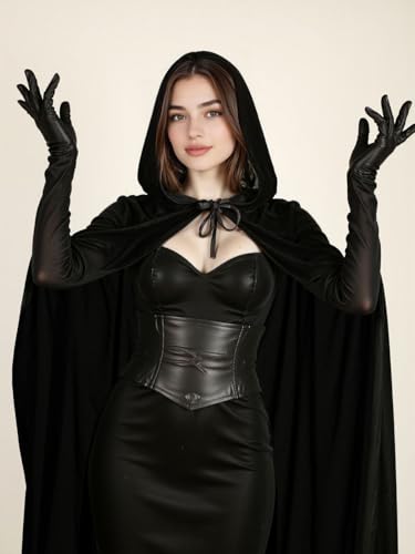 HOMELEX Vampire Super Long Shawl ,Halloween Black Cloak Adult Hooded Cape - Image 3
