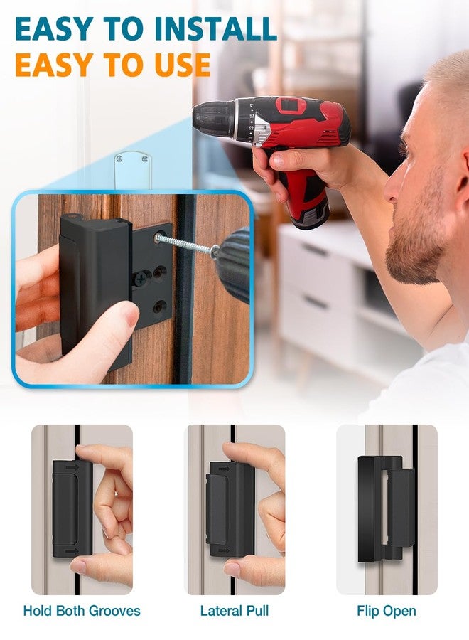 WINONLY Home Security Door Reinforcement Lock - Child Proof Door Locks for Front Door Child Safety Lock High Door Locks for Kids Safety Withstand 800 lbs Top Flip Door Latch Lock for Inward Swinging Door - Image 3